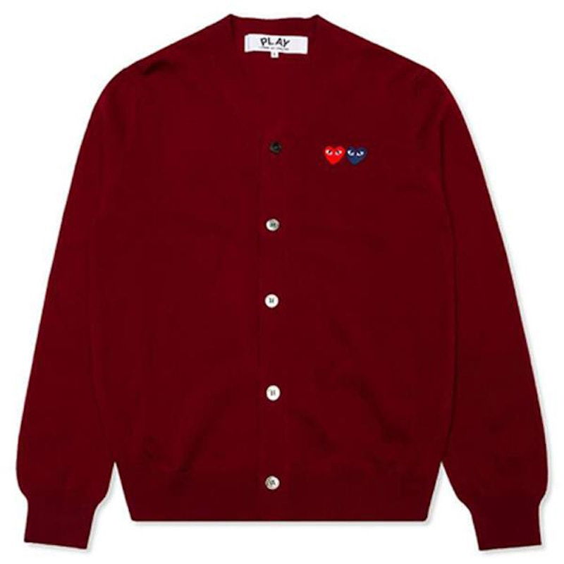 Sweater Comme des Garçons Play Double Heart Cardigan Rød | AZ-N058-051-4