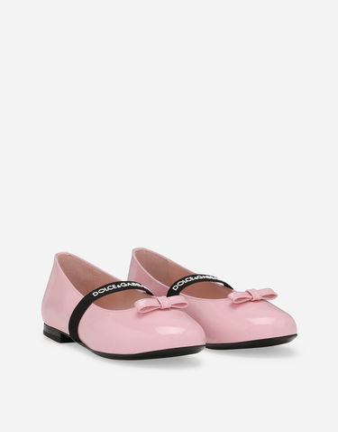 Sneakers og sko Dolce & Gabbana Patent Leather Ballet Flats With Bow Lyserød | D11294A483180400, 1