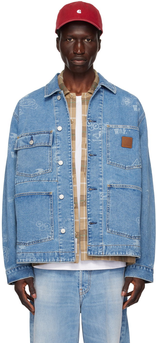 Jakke Carhartt WIP Stamp Print Denim Jacket Blå | I033743