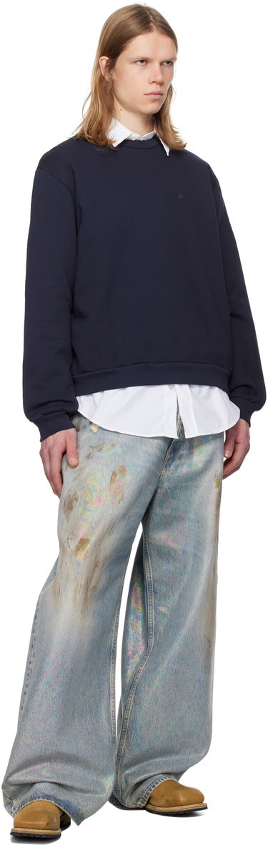 Sweatshirt Acne Studios Acne Studios Crew Neck Fleece Sweatshirt Mørkeblå | CI0187-, 3