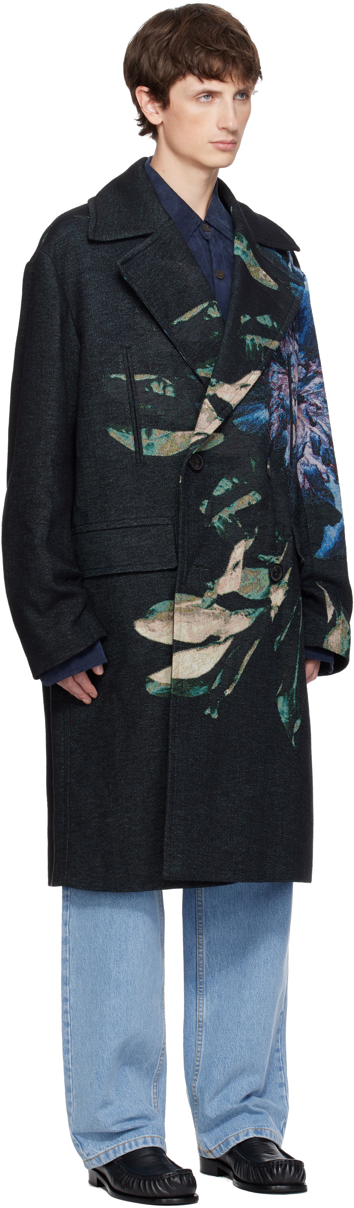 Frakker Dries Van Noten Dries Van Noten Floral Jacquard Caban Coat Flerfarvet | 252-020234-2137, 1