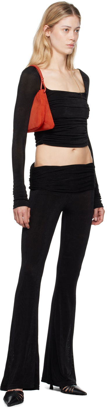 Crop top GUIZIO Guizio Crisia Ruched Long Sleeve Top Sort | P24111K066, 3