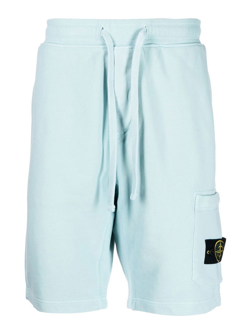 Shorts Stone Island Cotton Fleece Garment Dyed Shorts Turkis | 761564651V0044