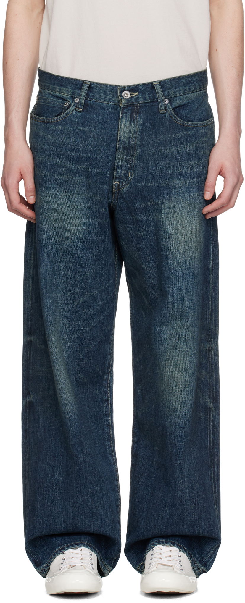 Jeans Neighborhood Neighborhood Washed DP Wide Jeans Blå | 251XBNH-PTM04