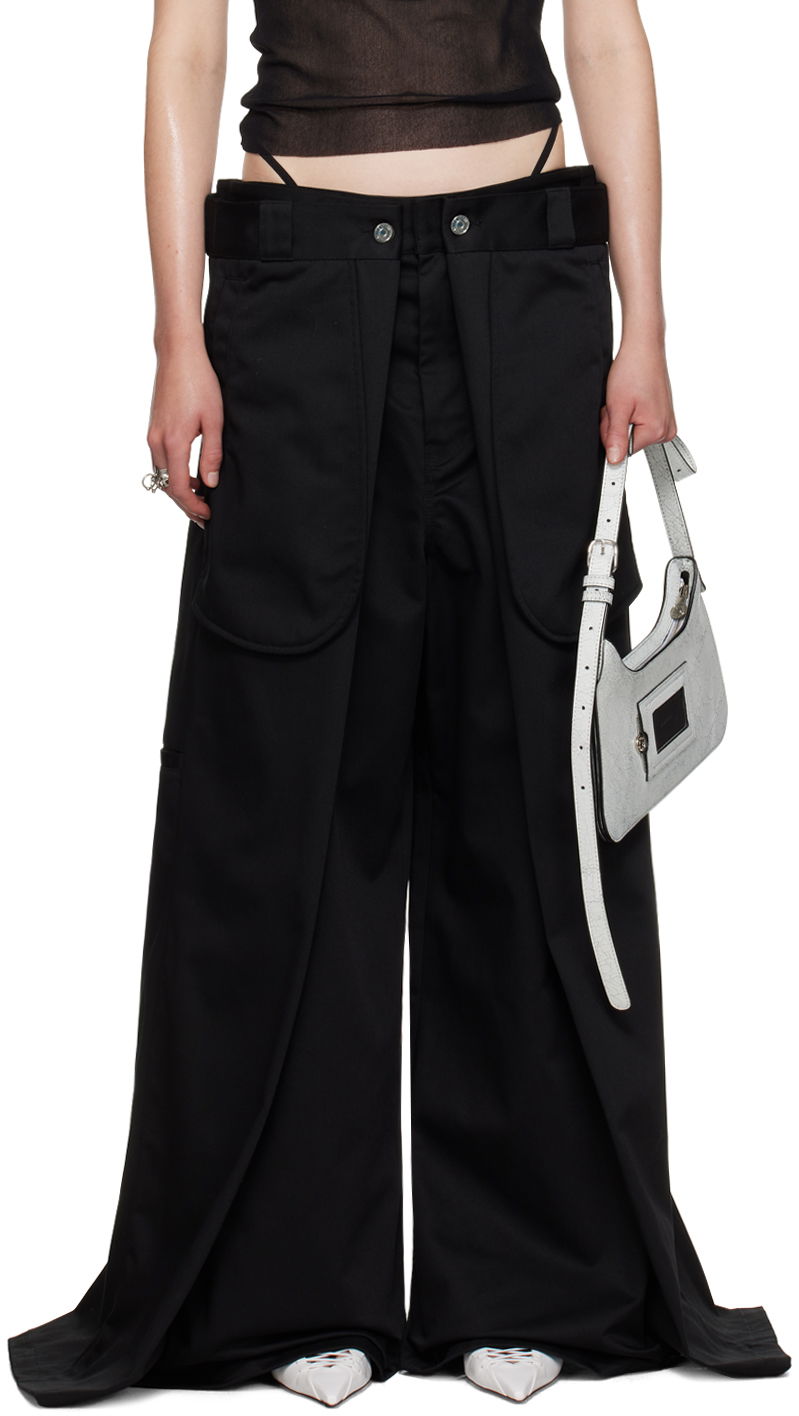 Bukser Jean Paul Gaultier Oliver Edition 'The Wrap' Wide Leg Trousers Sort | 24/27-F-PA113P-C048-00, 0