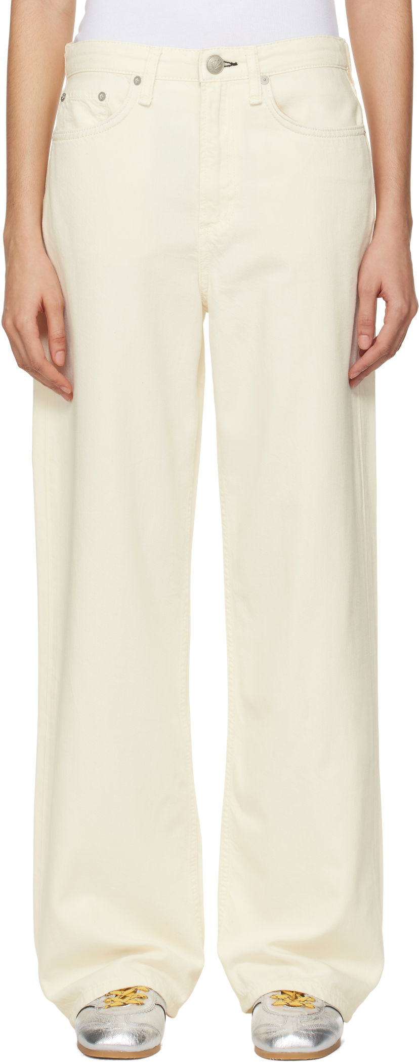 Jeans rag & bone Rag & Bone 'The Logan' Mid-Rise Wide Leg Jeans Hvid | WDD22H2786STEC