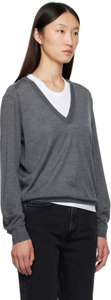 Sweater Loulou de Saison Loulou de Saison Julio Cashmere V-Neck Sweater Grå | JULIO, 1