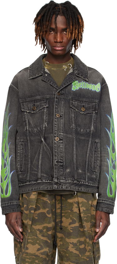 Jakke We11done We11done Blaze Logo Denim Jacket Sort | WD-DJ0-25-318-U-BK, 0