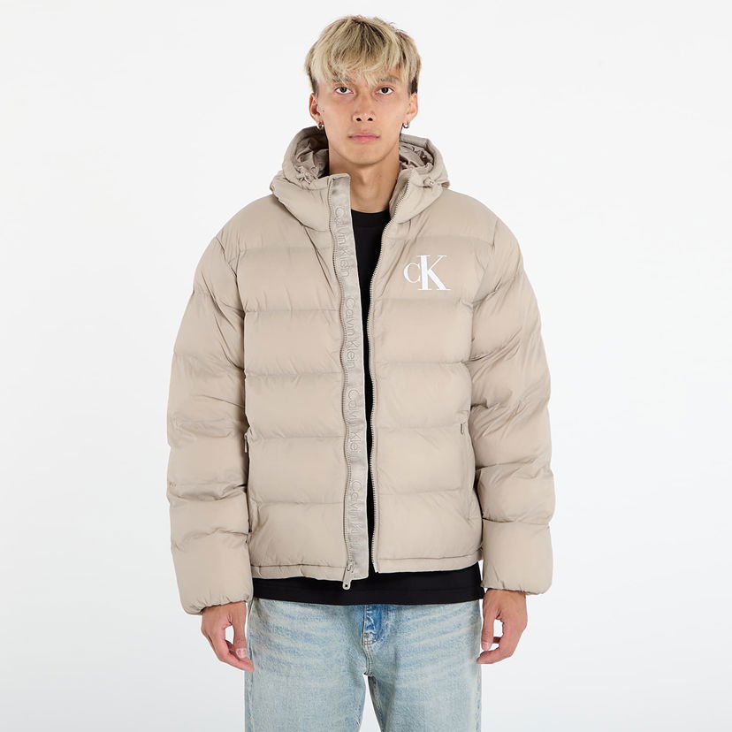Puffer jakke CALVIN KLEIN Calvin Klein Jeans Ls Nylon Monogram Puffer Jacket Beige | LV04RD528G RAK