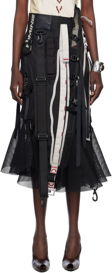 Nederdel Junya Watanabe Junya Watanabe Multi Fabrics Mix Midi Skirt Sort | JO-S016-051-1, 0