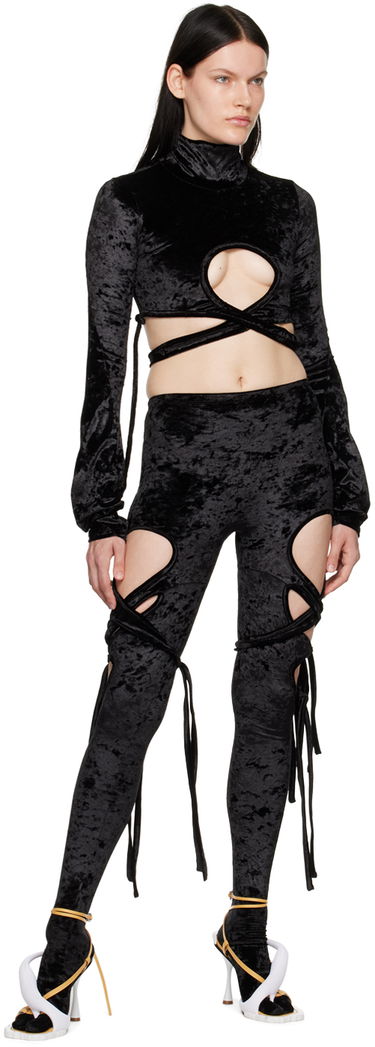 Crop top Ottolinger Ottolinger Velvet Wrap Turtleneck Top Sort | 401701, 3