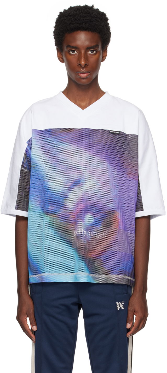 T-shirt Palm Angels Multicolor Miami Face Hvid | PMAA079S23JER0018401, 0