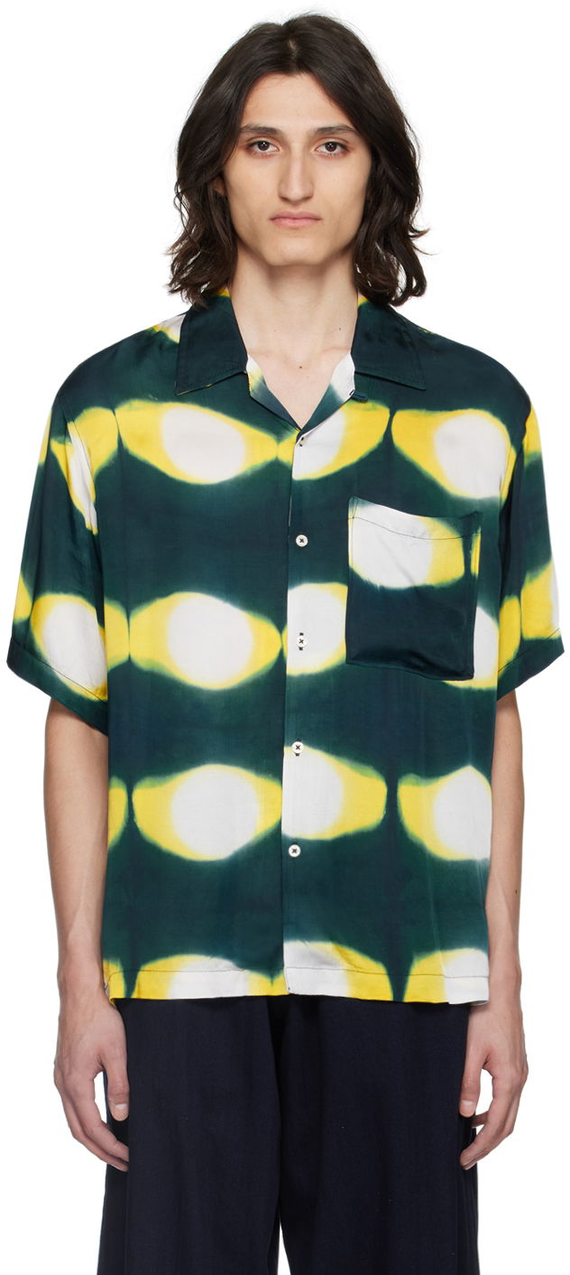 Skjorte Universal Works Universal Works Hand-Dyed Resort Shirt Grøn | 30187