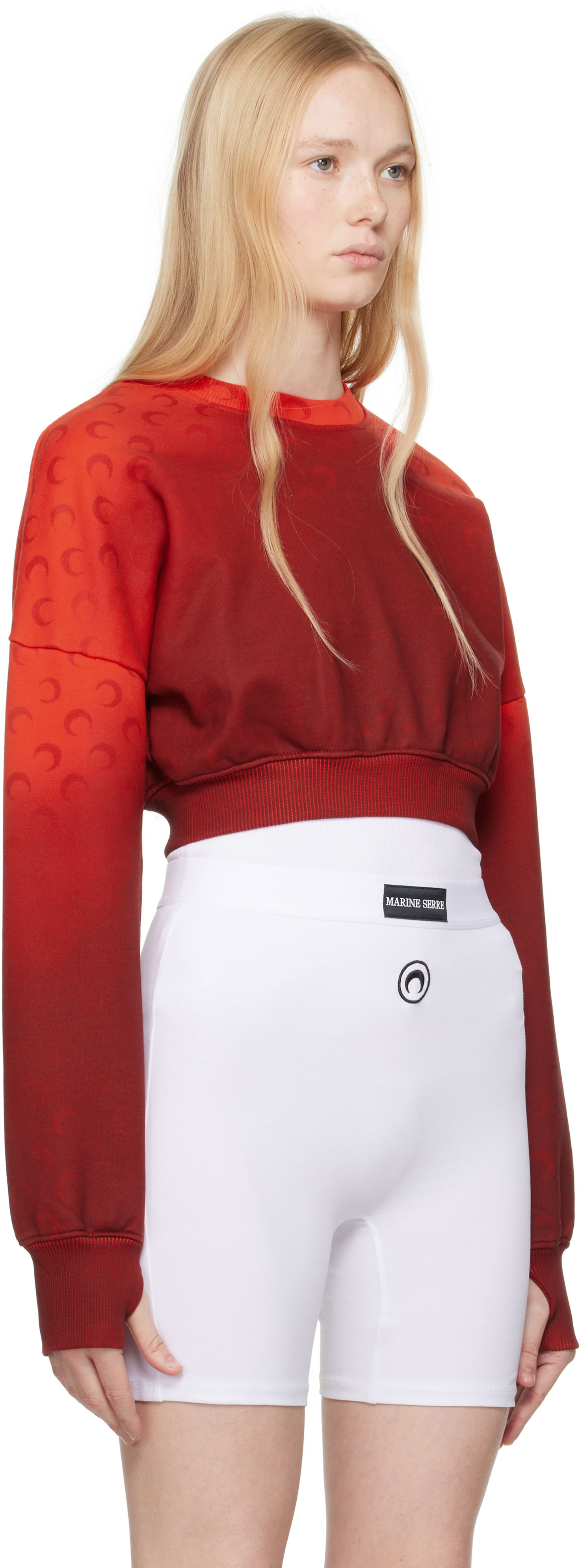 Sweater Marine Serre Marine Serre Moon Faded Fleece Cropped Sweatshirt Rød | WST012A CJER0073, 1