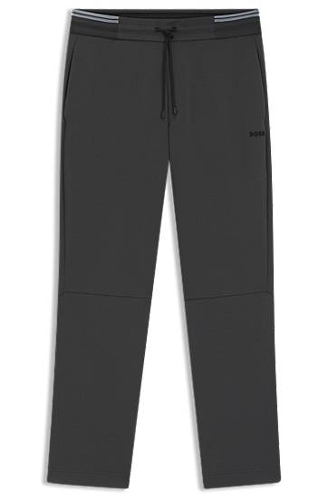 Joggingbukser BOSS BOSS Cotton-Blend Tracksuit Bottoms with Striped Waistband Sort | 50545246, 0