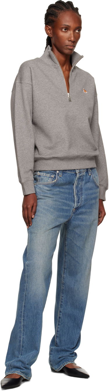 Sweatshirt MAISON KITSUNÉ Maison Kitsuné Half Zip Baby Fox Patch Sweatshirt Grå | PW00308KM0341, 3