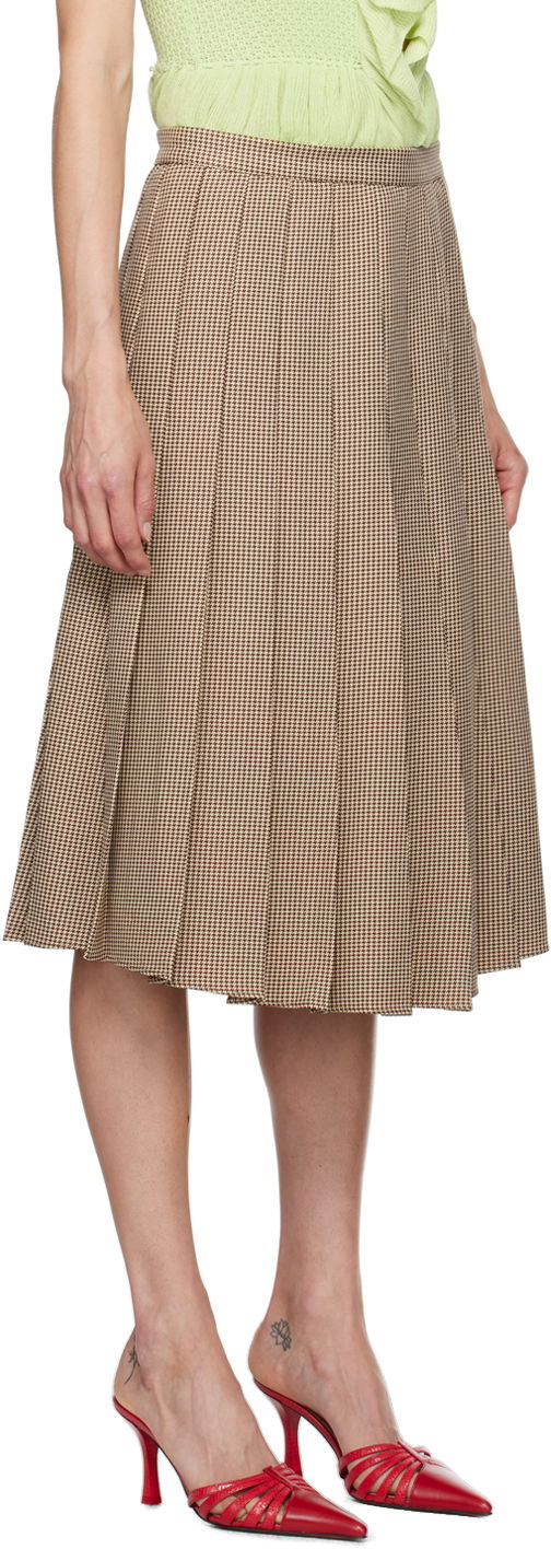 Nederdel GUIZIO Guizio Gibson Houndstooth Pleated Midi Skirt Brun | P24305W087, 1