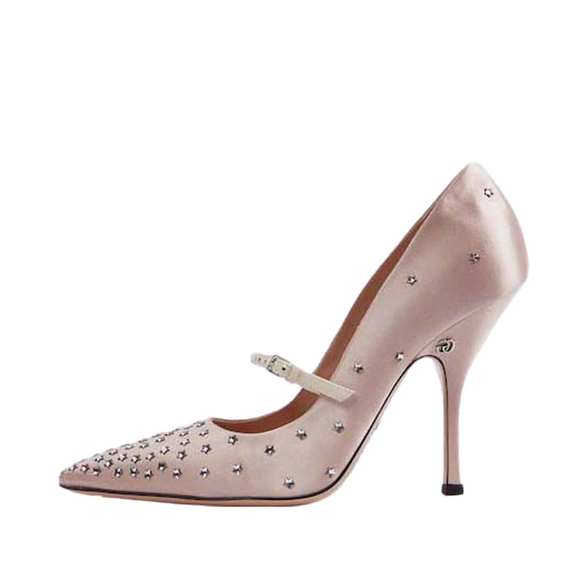 Sneakers og sko Gucci Embellished Satin Pumps Lyserød | 723430 FJSY0 9641