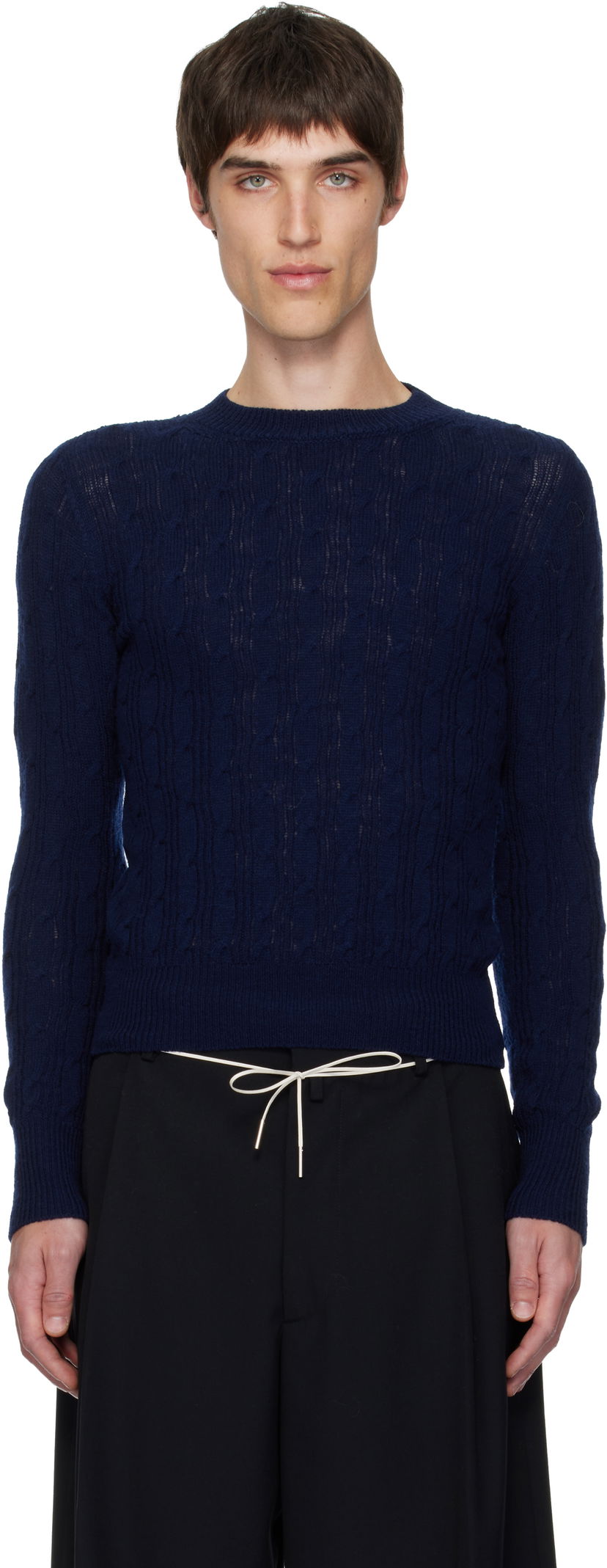 Sweater Dries Van Noten Dries Van Noten Cable-Knit Sweater Mørkeblå | 252-021211-2707