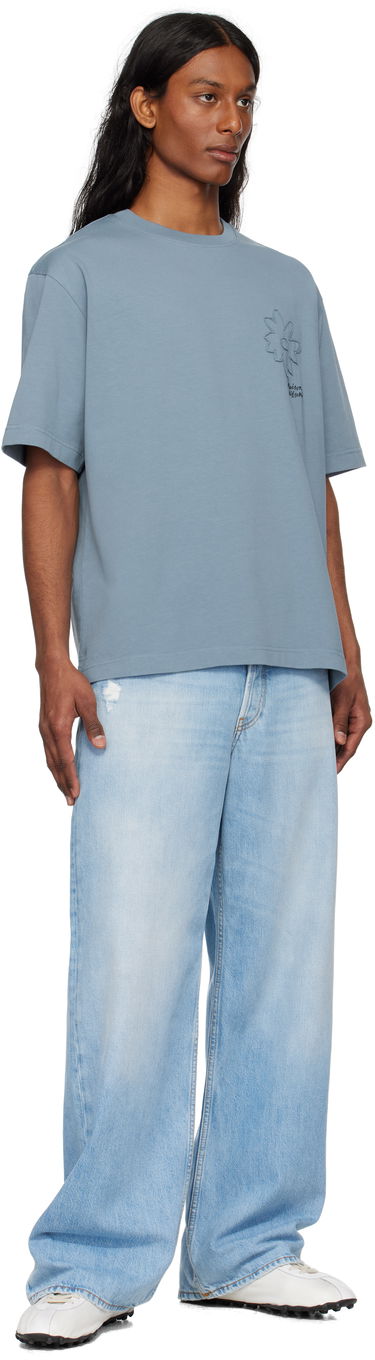 T-shirt MAISON KITSUNÉ Maison Kitsuné Crafted Daisy Oversize T-Shirt Blå | OM00124KJ7020, 3