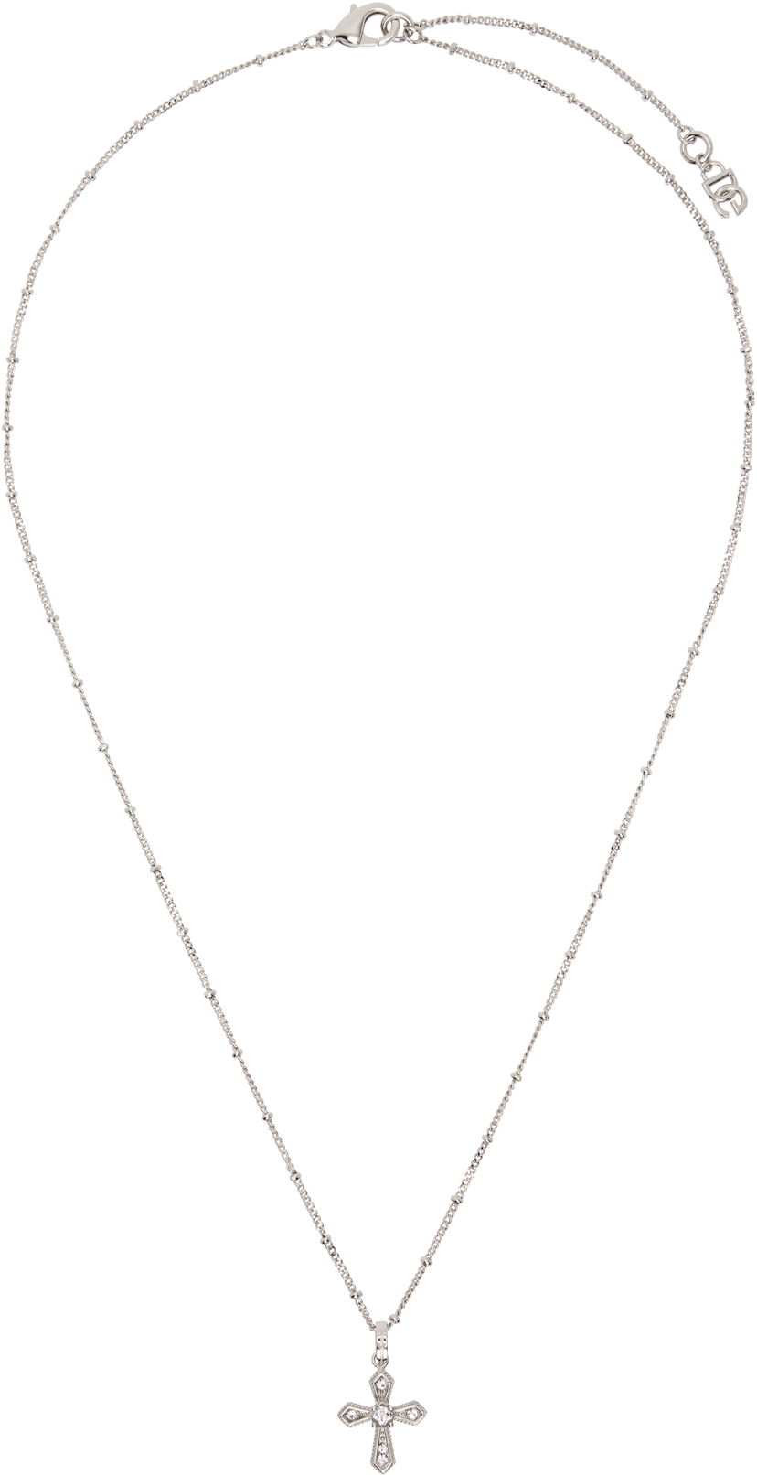 Halskæde Dolce & Gabbana Dolce&Gabbana Beaded Chain Cross Pendant Necklace Metalisk | WNN7S2W1111