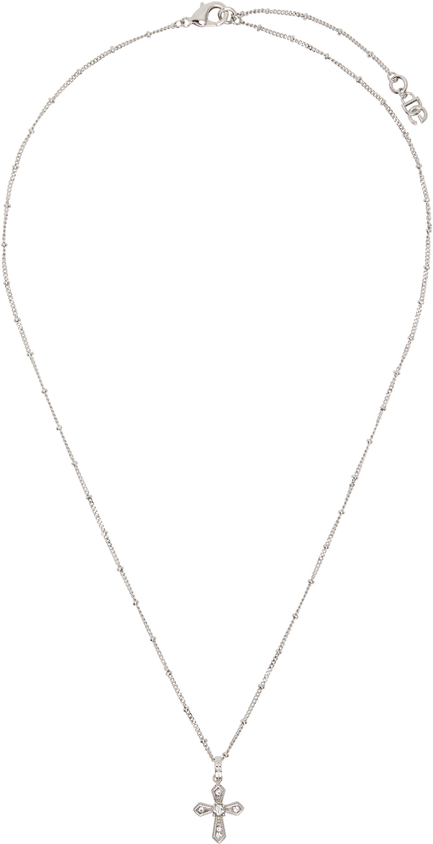 Halskæde Dolce & Gabbana Dolce&Gabbana Beaded Chain Cross Pendant Necklace Metalisk | WNN7S2W1111, 0