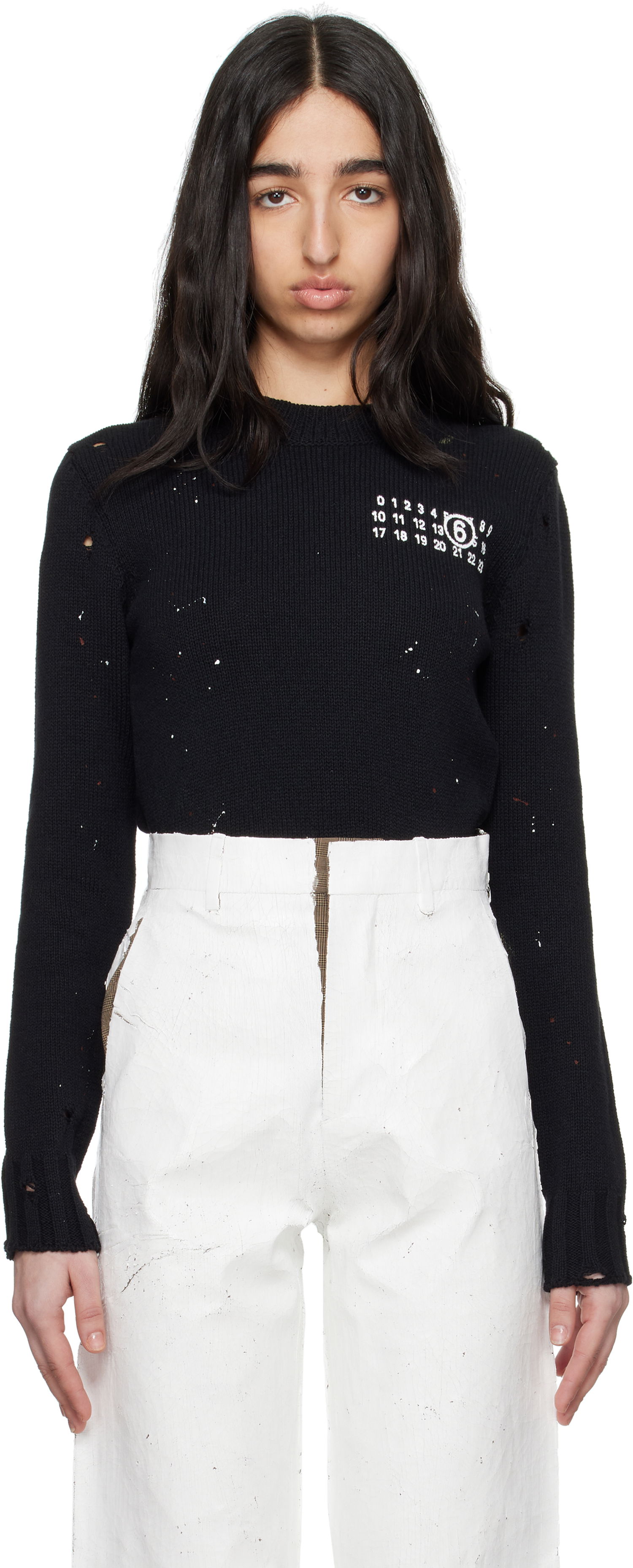 Sweater Maison Margiela MM6 Maison Margiela Paint Residue Knit Sweater Sort | S62HL0034 M13123, 0