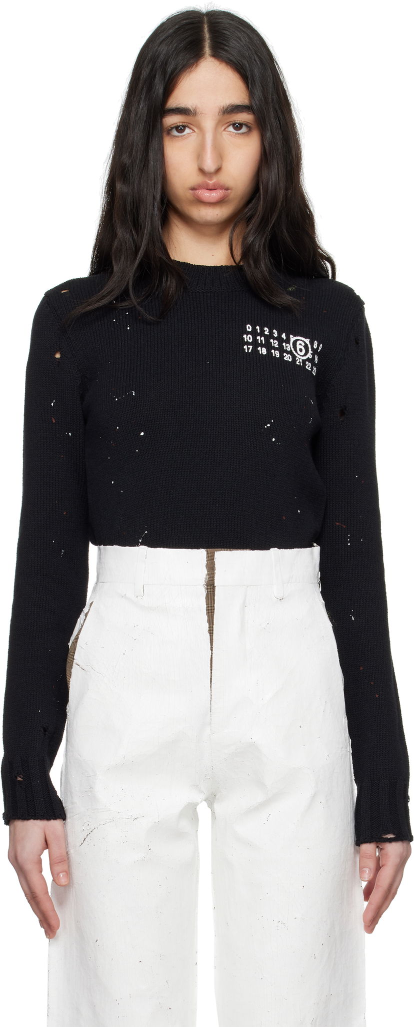 Sweater Maison Margiela MM6 Maison Margiela Paint Residue Knit Sweater Sort | S62HL0034 M13123