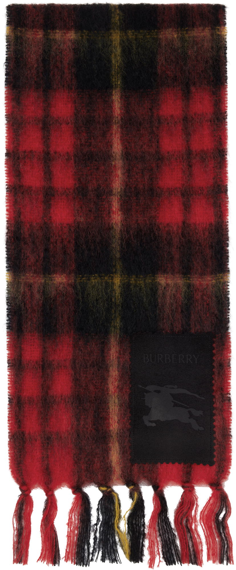 Tørklæde Burberry Burberry Check Mohair and Wool Scarf Rød | 8114096
