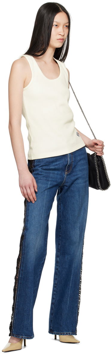Jeans Stella McCartney Stella McCartney Lace High-Rise Straight Leg Jeans Blå | 6D03053SPH85, 3