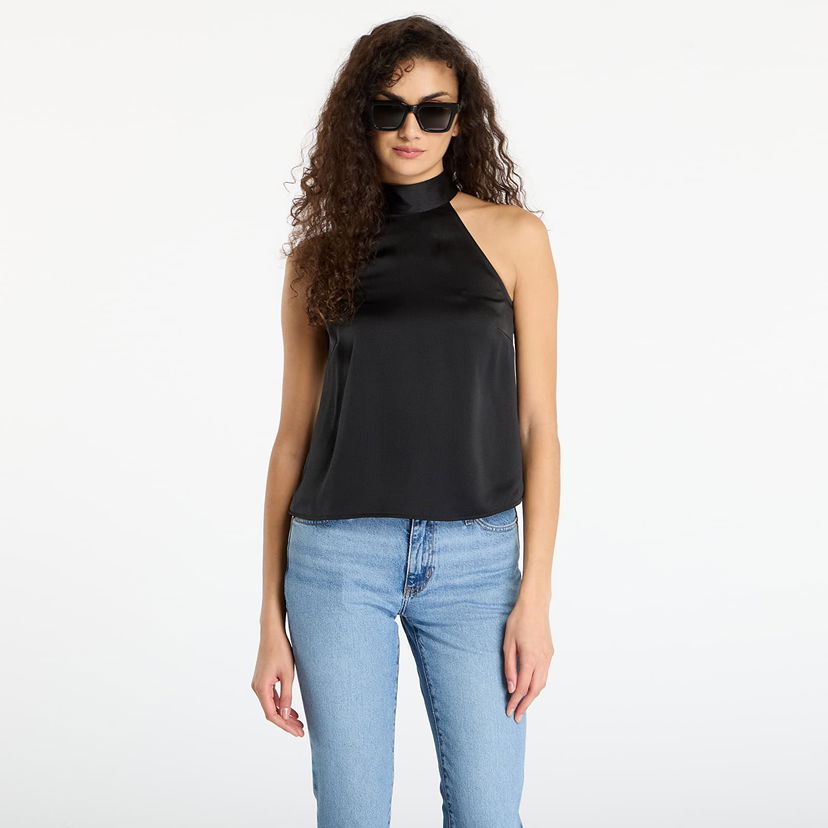 Tanktop Samsoe Samsoe Satin Halter Neck Top Sarheos Sort | F25400155_CLR000021