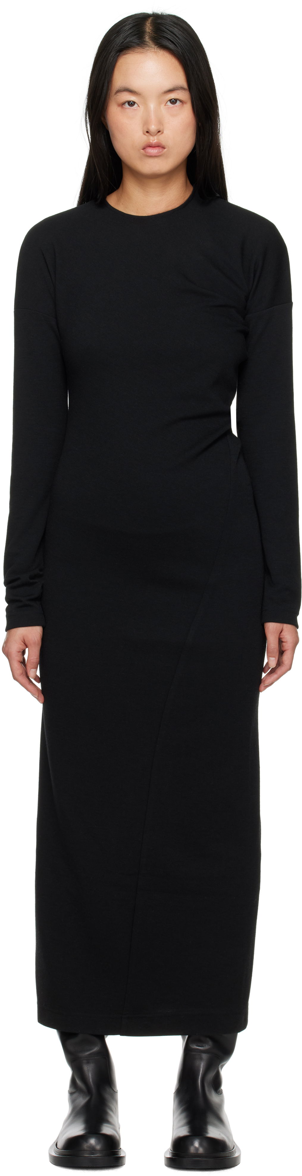 Kjole TOTEME TOTEME Women's Twisted Jersey Midi Dress Sort | 244-WRD824-FB0294, 0