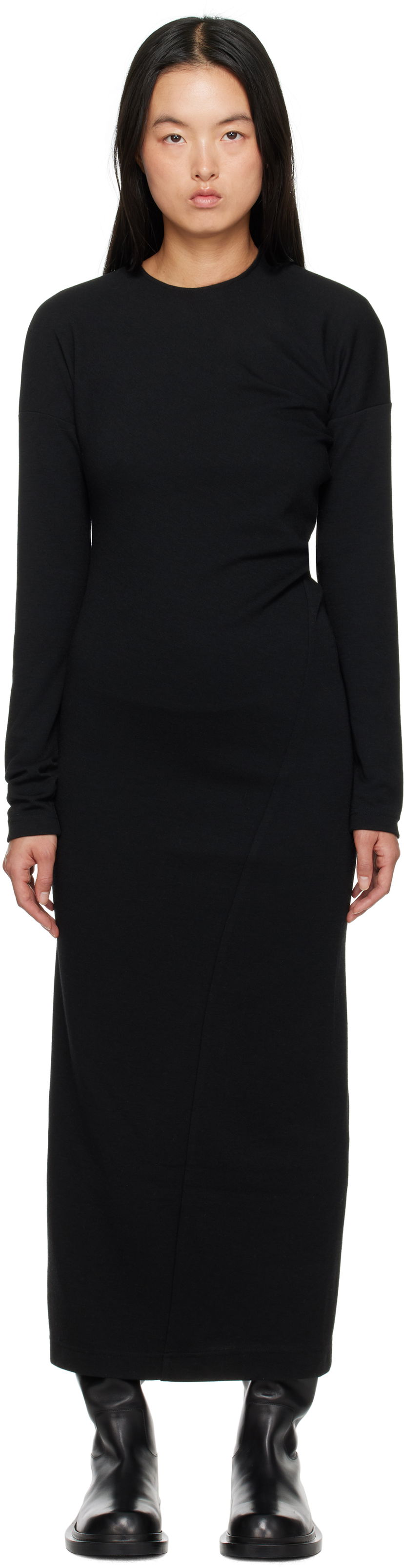 Kjole TOTEME TOTEME Women's Twisted Jersey Midi Dress Sort | 244-WRD824-FB0294