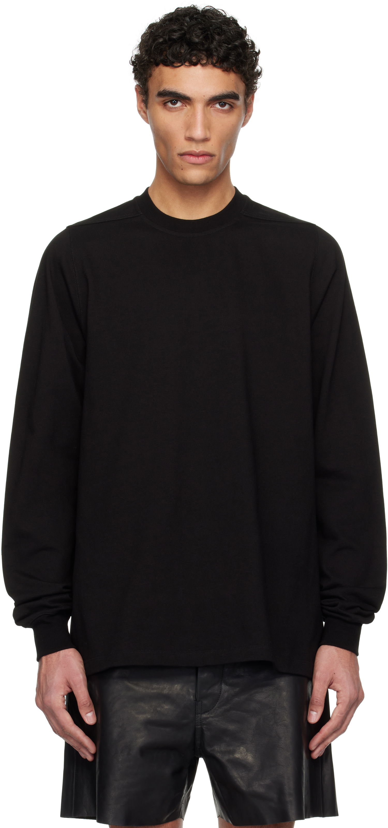 Sweater Rick Owens Rick Owens Hollywood Short Crewneck Long Sleeve Sweatshirt Sort | RU01E5277 BA, 0