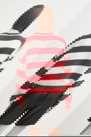 Sweater Fiorucci Fiorucci Cropped Alpaca Striped Sweater Rød | W02FPKSW448KN11RD02, 2