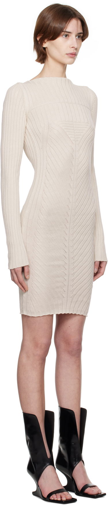 Kjole Rick Owens Rick Owens Hollywood Knit Mini Dress Beige | RP01E7651 KEC, 1