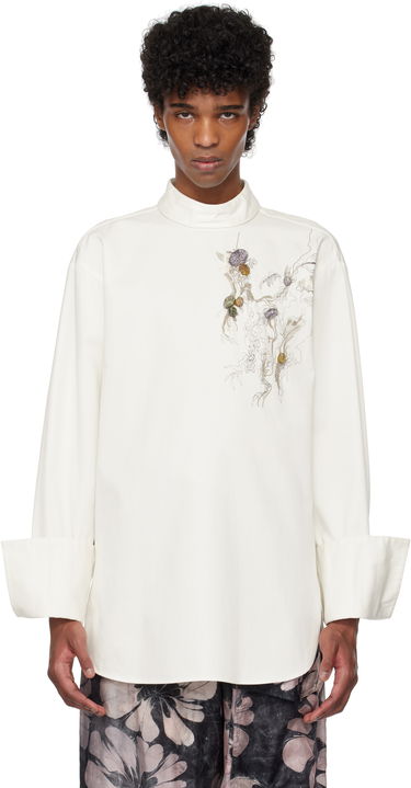 Skjorte Dries Van Noten Dries Van Noten Beaded Appliqué Shirt Hvid | 251-020754-1473, 0