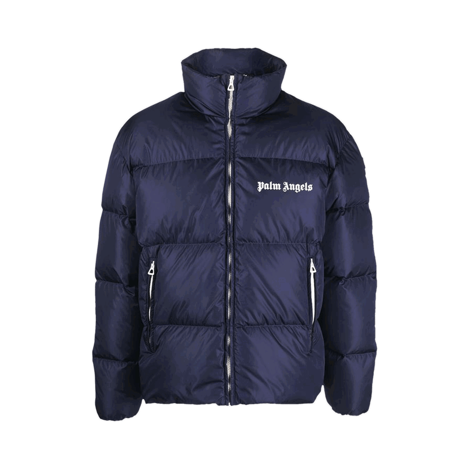Puffer jakke Palm Angels Classic Track Down Jacket Mørkeblå | PMED019F22FAB0014601, 0