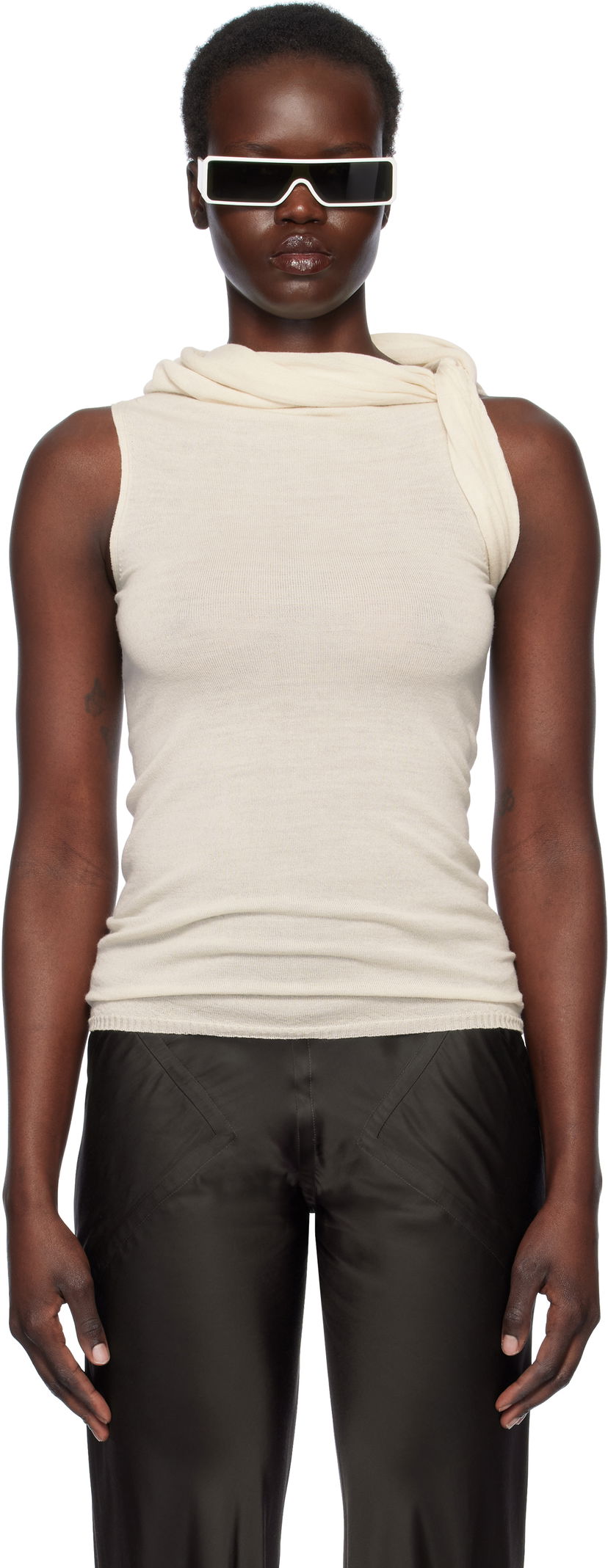 Tanktop Rick Owens Rick Owens Hollywood Banded Tank Top Beige | RP01E7666 M