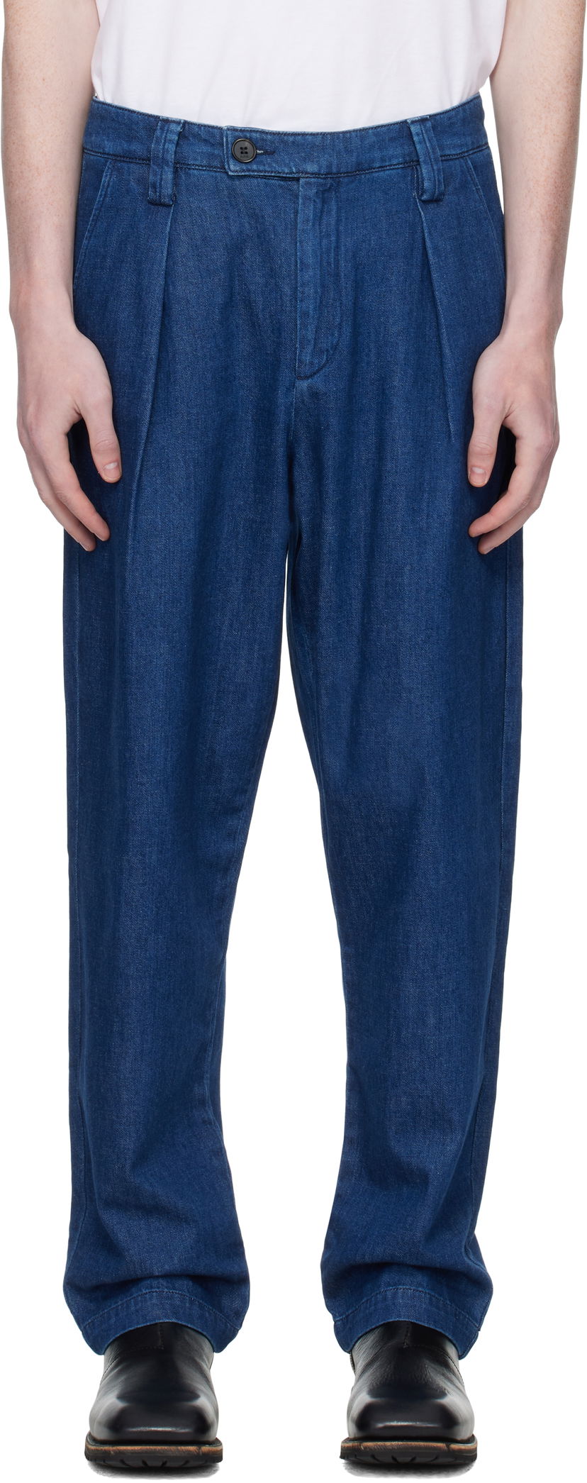 Jeans A.P.C. A.P.C. Renato Pleated Denim Trousers Blå | COHAL-H08428