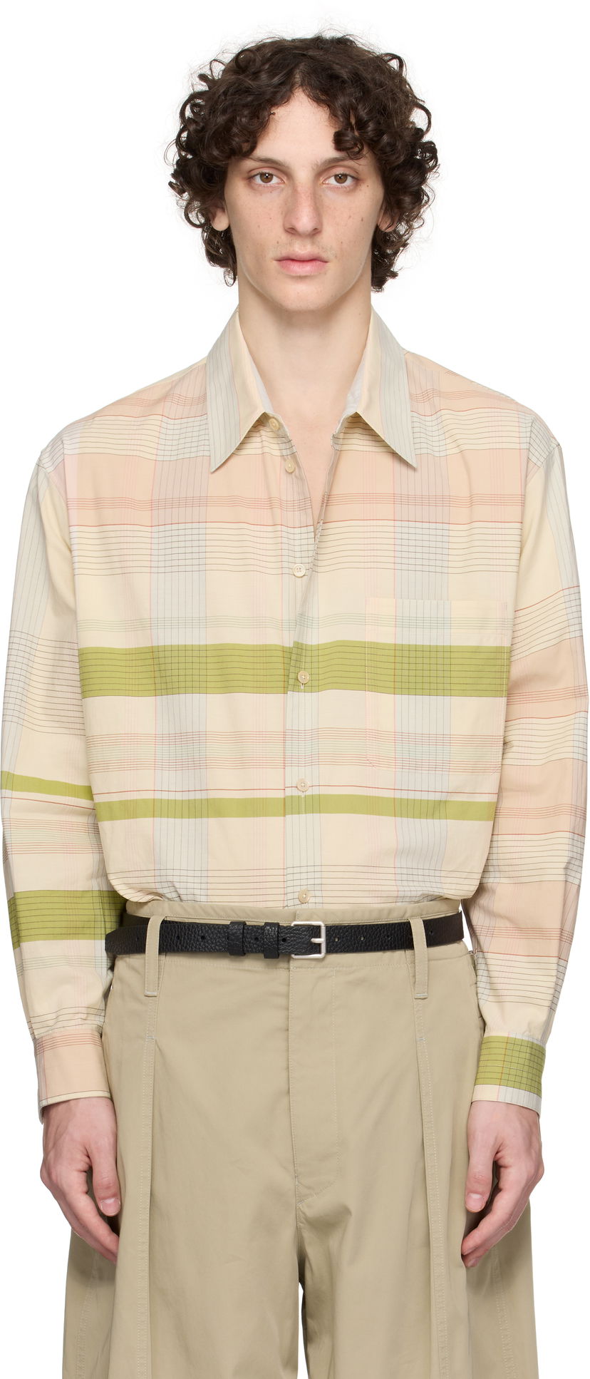 Skjorte LEMAIRE Lemaire Relaxed Plaid Shirt Beige | SH1176 LF1396