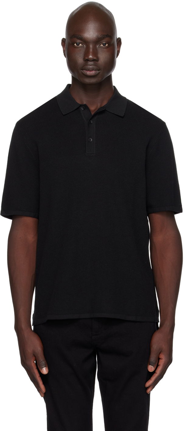 Polo skjorte rag & bone Harvey Knit Polo Shirt Sort | MBS22S018KI18