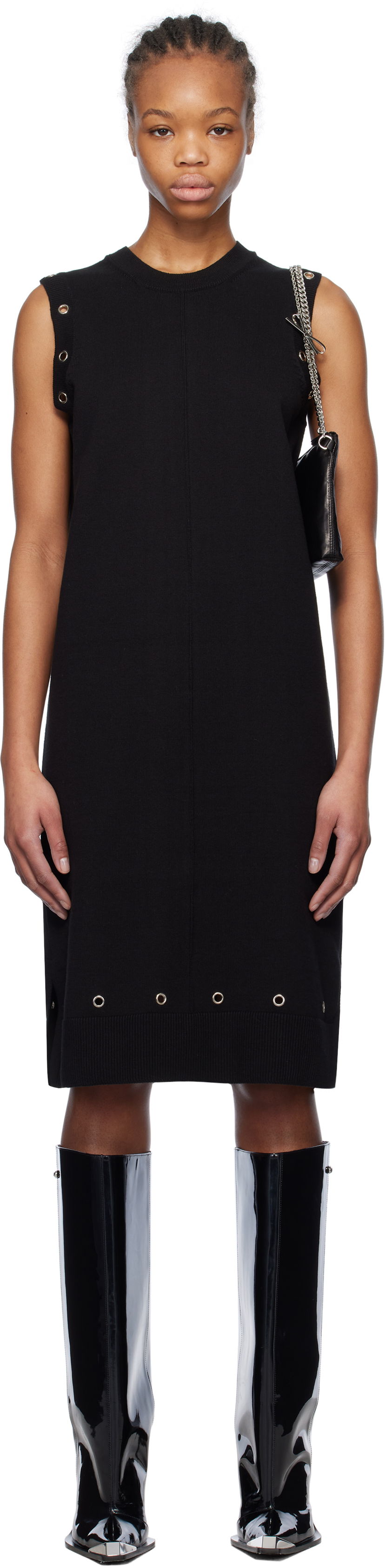 Kjole We11done We11done Eyelet Knit Mini Dress Sort | WD-KD0-25-660-W-BK