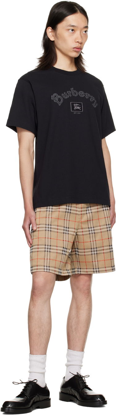 T-shirt Burberry Burberry Gothic Logo Cotton T-Shirt Sort | 8116061, 3