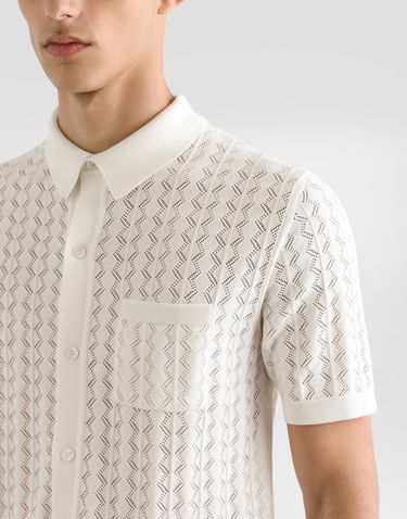 Polo skjorte Dolce & Gabbana Dolce & Gabbana Short-Sleeved Openwork Polo Shirt Hvid | GXVA9TJBCFJW0001, 3