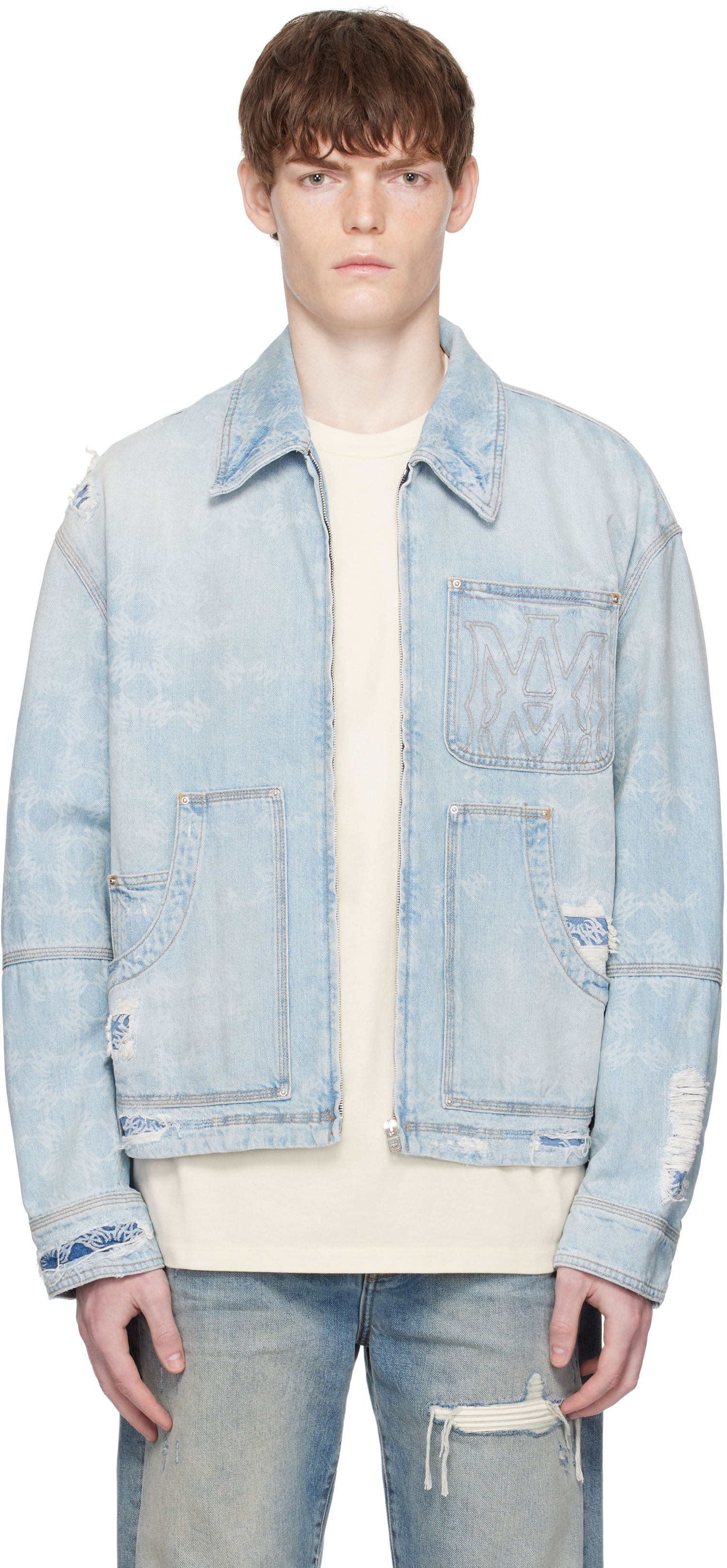 Jakke AMIRI AMIRI Repair Work Denim Jacket Blå | AMDNWJ1014, 0
