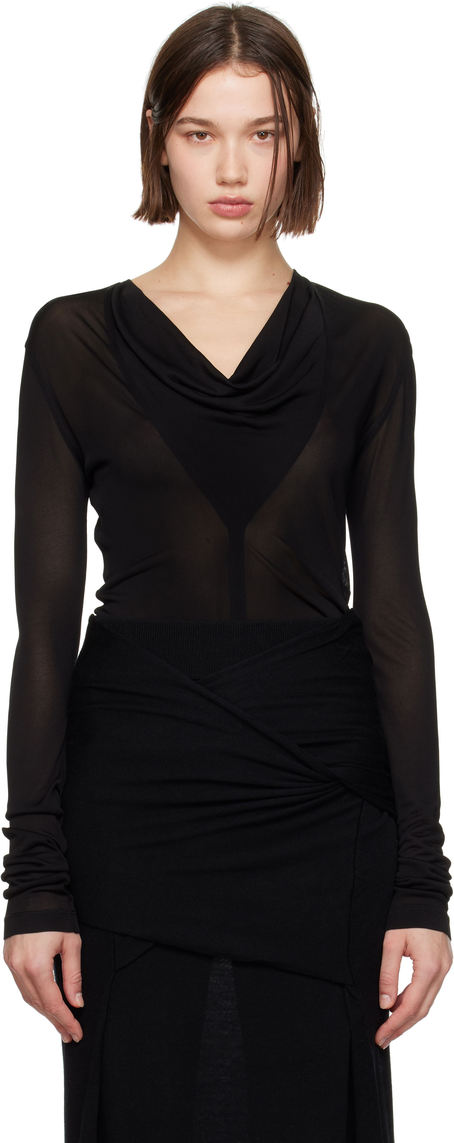 Krop TOTEME TOTEME Draped V-Neck Top Sort | 244-WRT0401-FB0266, 0