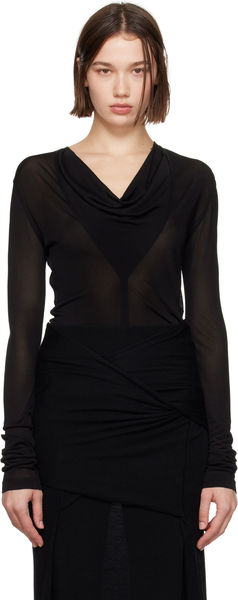 Krop TOTEME TOTEME Draped V-Neck Top Sort | 244-WRT0401-FB0266