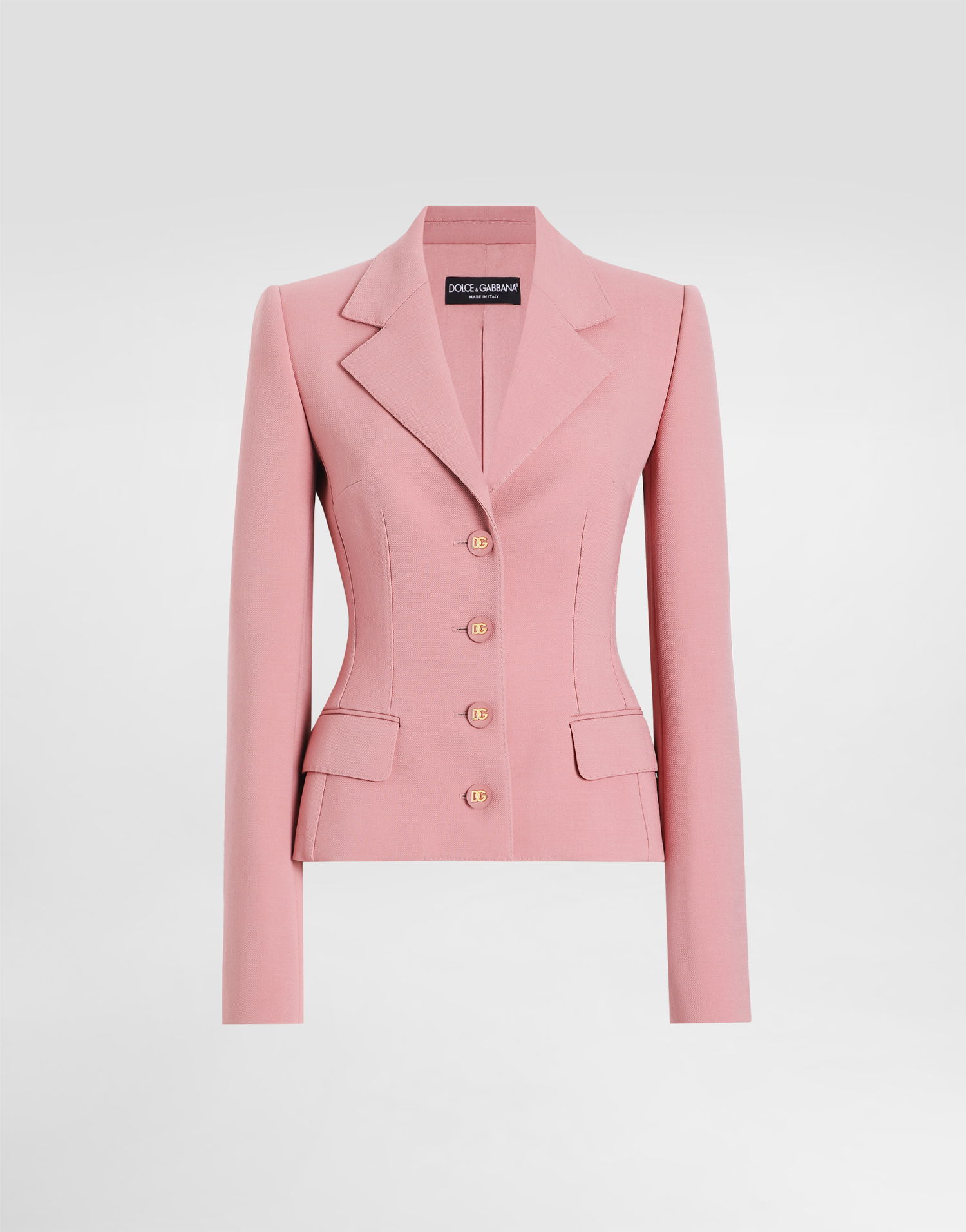 Jakke Dolce & Gabbana Dolce & Gabbana Single-Breasted Wool Crepe Dolce Jacket Lyserød | F27DSTFU2L8F0473, 0