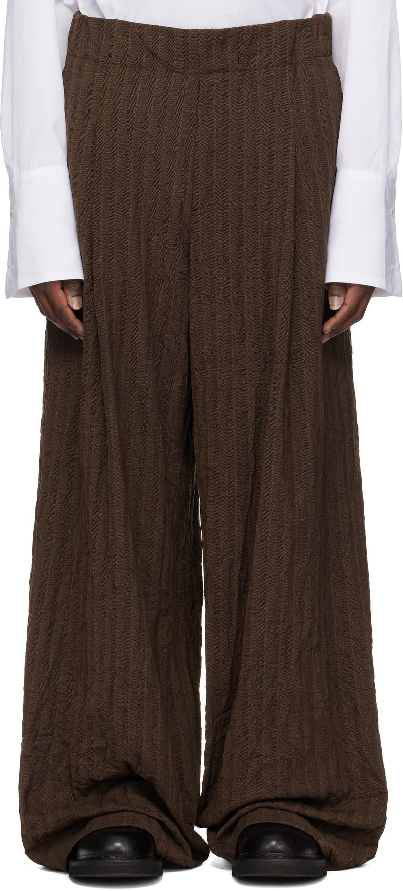 Bukser Dries Van Noten Dries Van Noten Pleated Wide-Leg Trousers Brun | 251-020907-1504